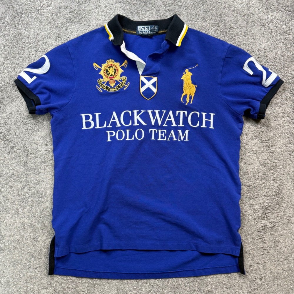 Polo Ralph Lauren Vintage Blackwatch Polo Team Big Pony Blue Size Medium #2